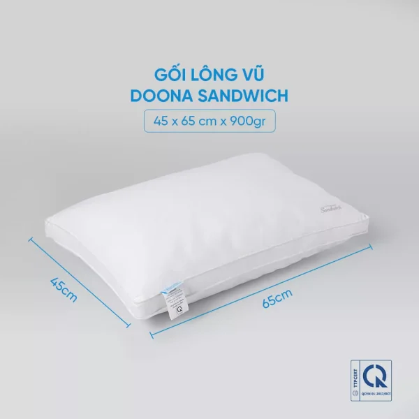 Gối lông vũ Doona Sandwich cao cấp kháng khuẩn